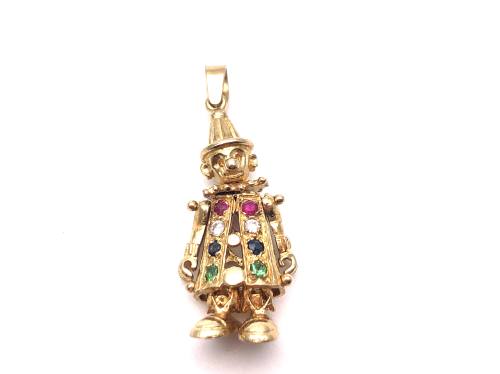 9ct C.Z Clown Pendant