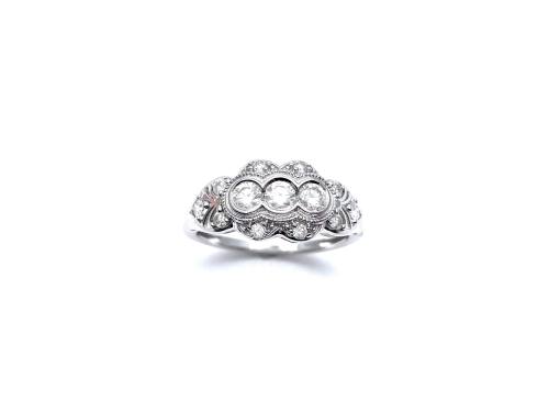 9ct White Gold Diamond 3 Stone Ring