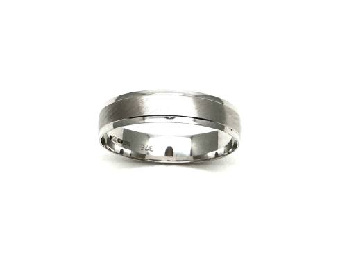 9ct White Gold Patterned Wedding Ring