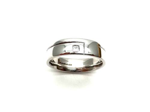 9ct White Gold Diamond Wedding Band 6mm