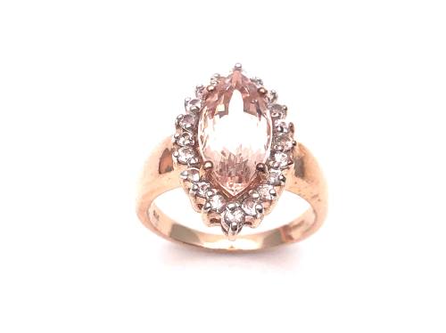 9ct Morganite & Topaz Cluster Ring