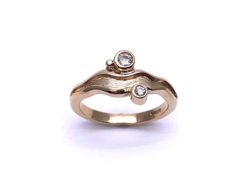 9ct Yellow Gold Diamond 2 Stone Ring