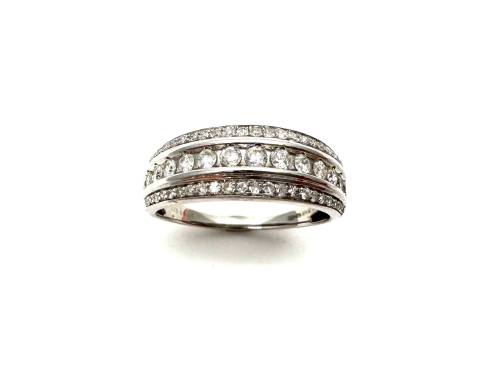 9ct White Gold 3 Row Diamond Band