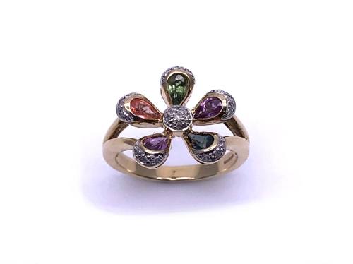 9ct Multi Sapphire Flower Ring