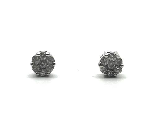 9ct Diamond Cluster Stud Earrings