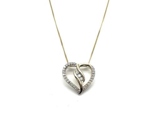 9ct Diamond Heart Pendant & Chain