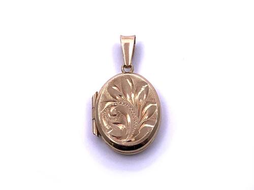 9ct Yellow Gold Patterned Oval Locket