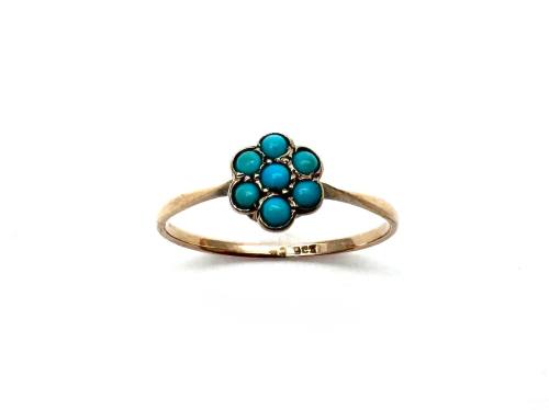 9ct Yellow Gold Turquoise Cluster Ring