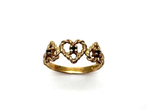 9ct Yellow Gold Sapphire Heart Ring