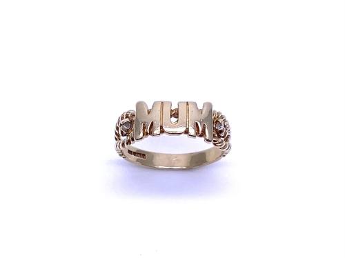 9ct Yellow Gold CZ 'Mum' Ring