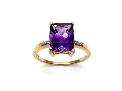 14ct Moroccan Amethyst & Diamond Ring