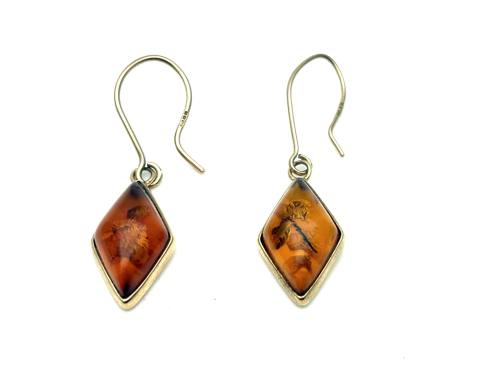 9ct Yellow Gold Amber Drop Earrings