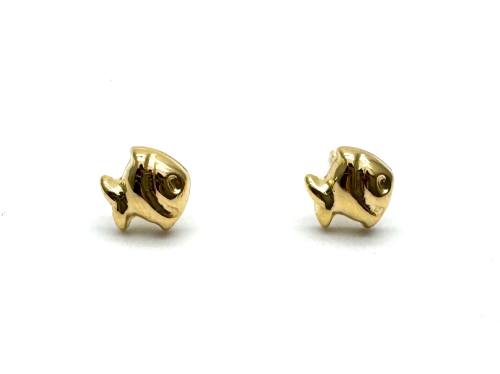 9ct Yellow Gold Fish Stud Earrings