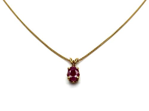 18ct Yellow Gold Ruby Pendant & Chain