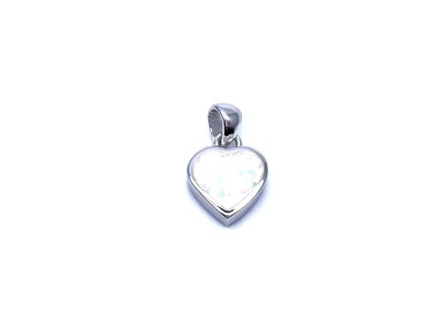 Silver Created Opal Heart Pendant