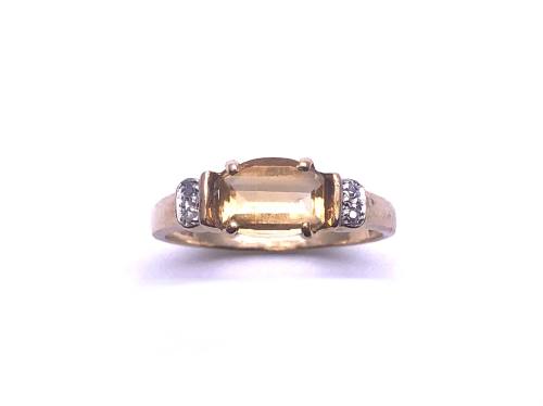 9ct Yellow Gold Citrine & Diamond Ring