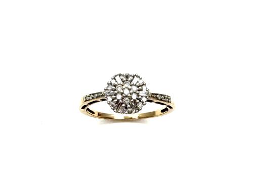 9ct Yellow Gold Diamond Cluster Ring