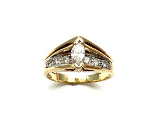 14ct Yellow Gold Marquise Diamond Ring