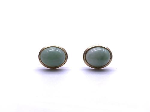 9ct Yellow Gold Jade Stud Earrings