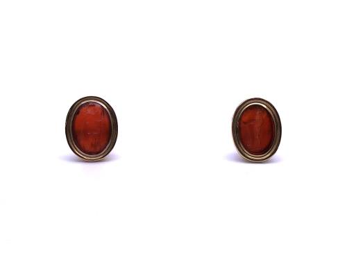 9ct Carved Cornelian Stud Earrings