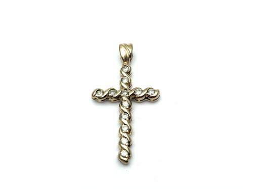 9ct Diamond Cross Pendant 20x37mm