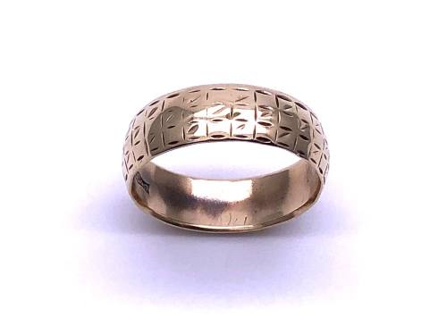 9ct Patterned Wedding Band 6mm