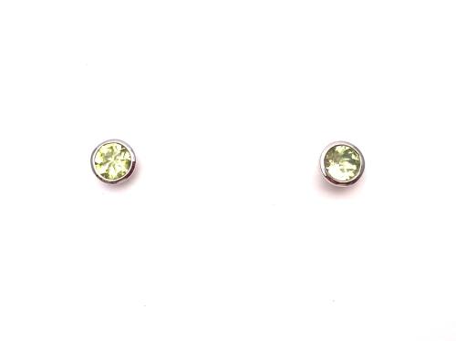 Silver Peridot Stud Earrings 4mm