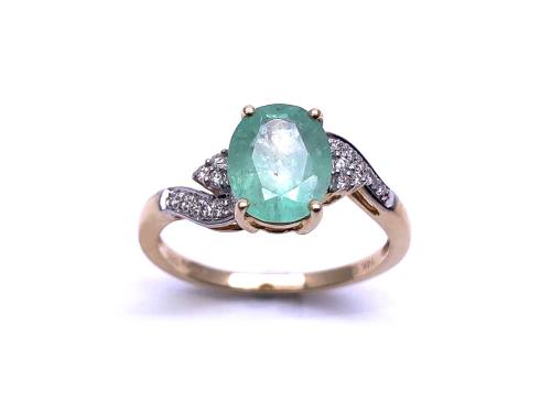 14ct Emerald & Diamond Solitaire Ring