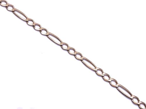 9ct  Figaro Bracelet 7 1/4 Inch