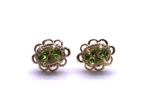 9ct Yellow Gold Peridot Stud Earrings