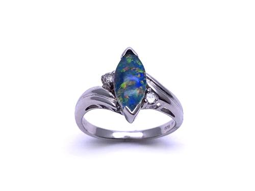 9ct Opal Triplet & Diamond Ring