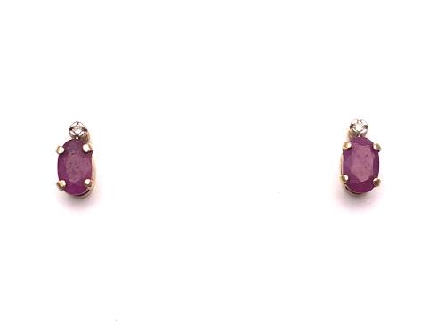 9ct Yellow Gold Ruby Stud Earrings