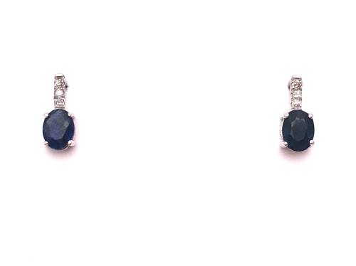 9ct White Gold Sapphire Stud Earrings