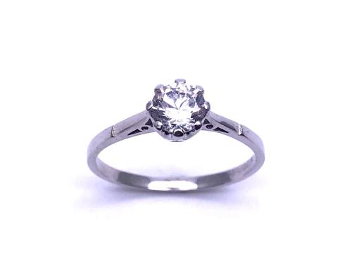 9ct White Gold CZ Solitaire Ring