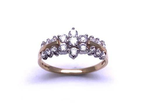 14ct Yellow Gold CZ Cluster Ring