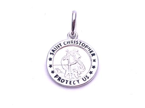 Silver Round St Christopher Pendant 14mm