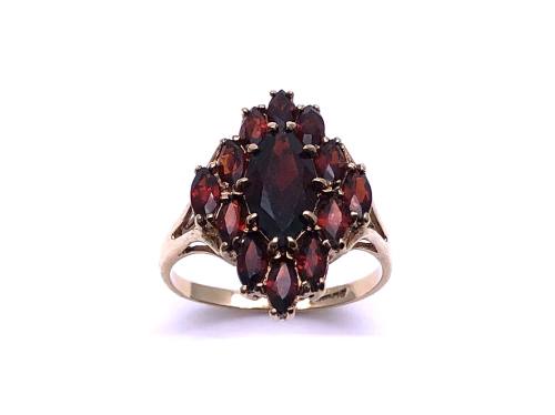 9ct Yellow Gold Garnet Cluster Ring