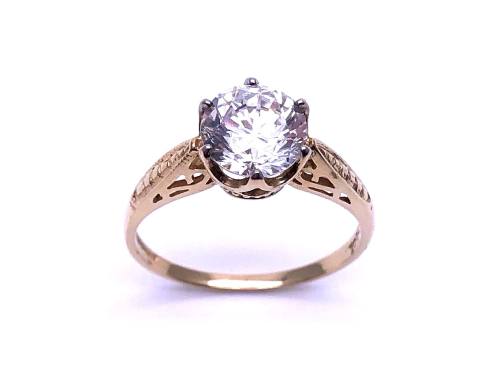 14ct Yellow Gold CZ Solitaire Ring