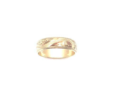 9ct Yellow Gold Patterned Wedding Ring