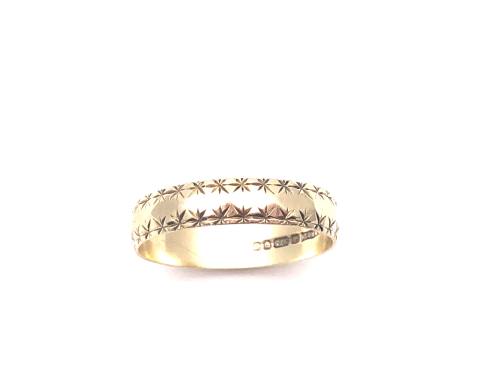 9ct Yellow Gold Patterned Wedding Ring