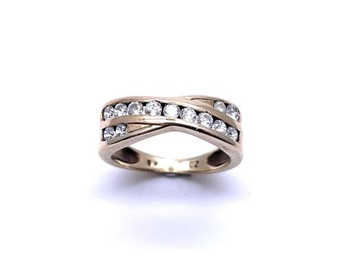 9ct Yellow Gold CZ Crossover Ring