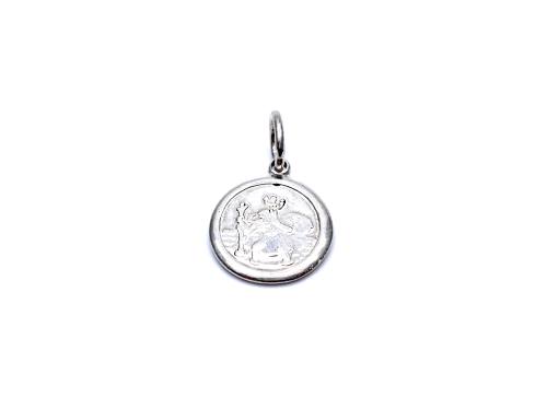 Silver Round Double Sided St Christopher Pendant