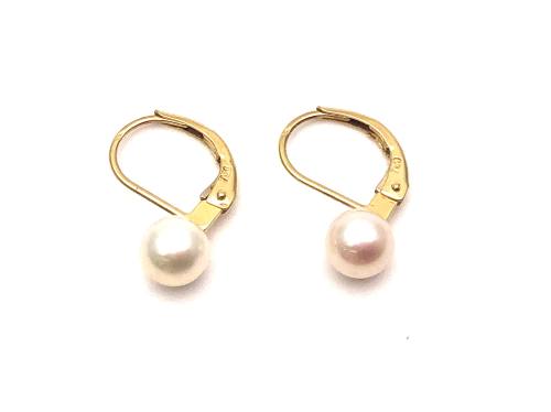 18ct Cultured Pearl Hook Drop Earrings