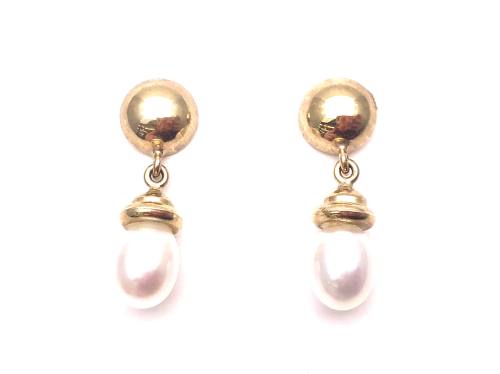 9ct Cultured Pearl Drop Stud Earrings