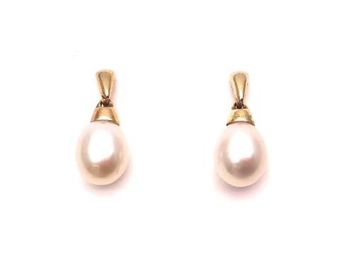 9ct Cultured Pearl Drop Stud Earrings