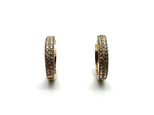 9ct Yellow Gold CZ Hoop Earrings