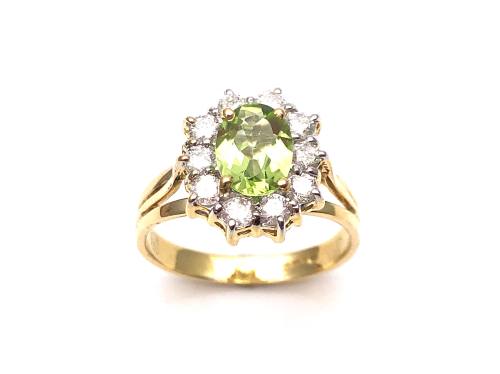 18ct Peridot & Diamond Cluster Ring