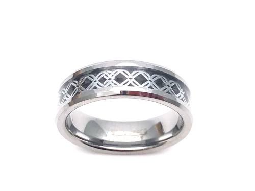 Tungsten Carbide Ring Black Carbon Fibre Inlay