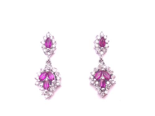 18ct White Gold Ruby & Diamond Earrings