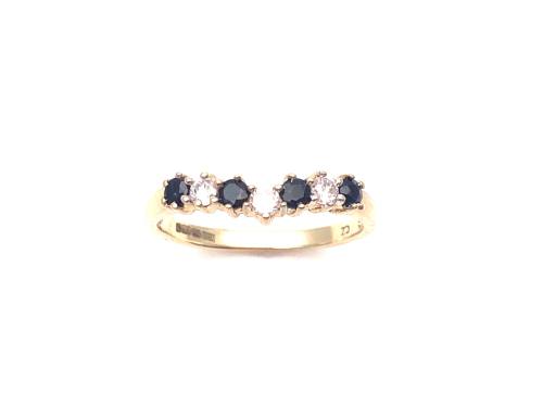 9ct Sapphire & C.Z Wishbone Ring